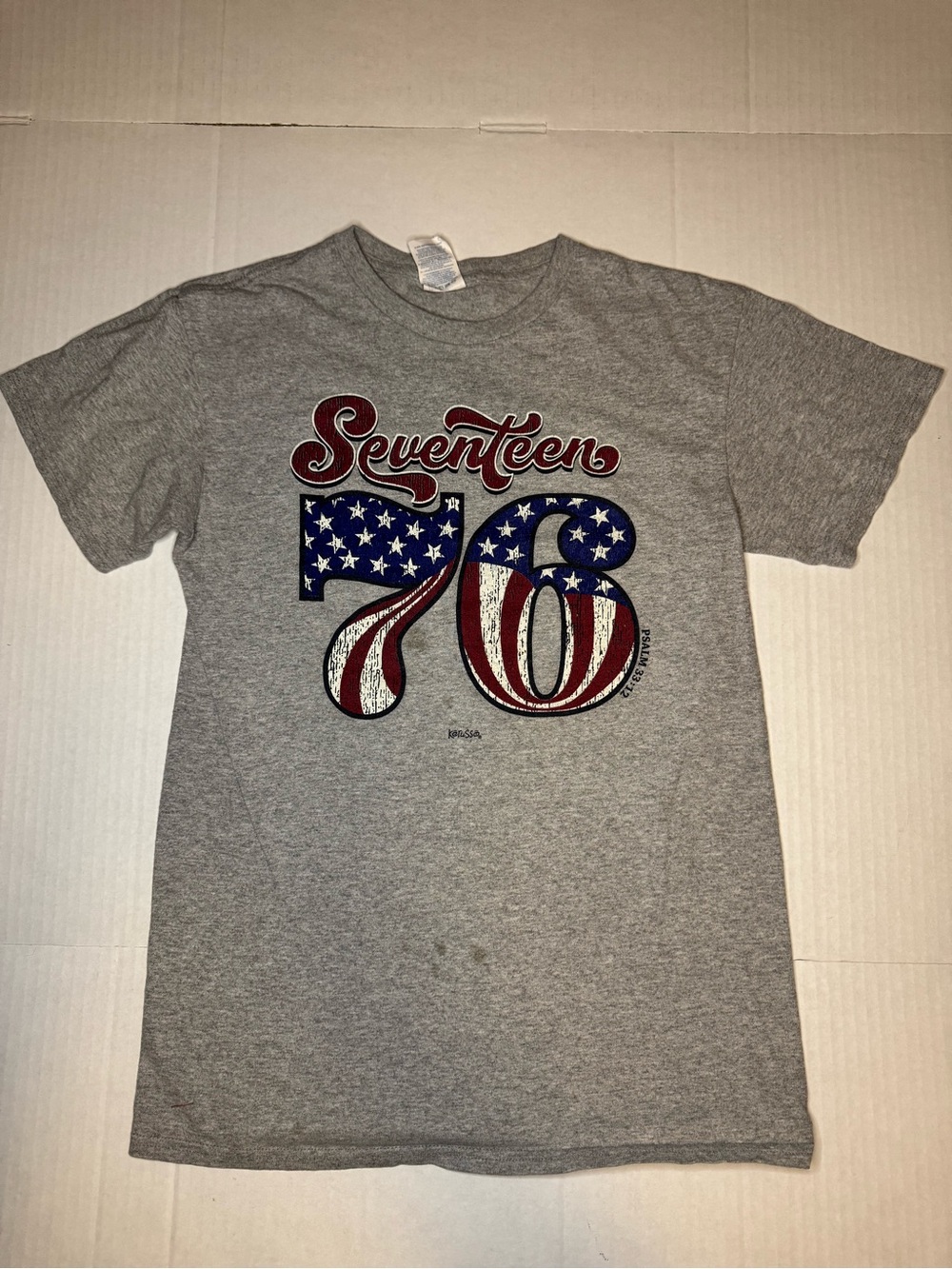 Delta Gray 'Seventeen 76' Graphic Tee with Red, White & Blue Print